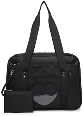 Lawnrden Ita Bag Heart Japaner Schultasche süße große Schulteranime -Geldbörse schwarz,