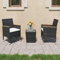 KATERYY 3-TLG. Bistro-Set Poly Rattan und Hartglas Schwarz,Elegant und komfortabel: 3teiliges BistroSet für Terrasse und Garten in Schwarz
