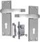 Victorian Straight Lock Handles - Satin Nickel Door Handles, Back Plate, 118 x 42mm, Multipack (1 Pair + 3 Lever Mortice Sash Lock)