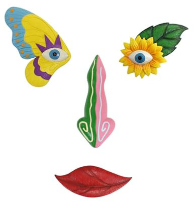 NONGYU Statues en résine pour décoration extérieure de jardin coloré papillon arbre visage sculptures ornement