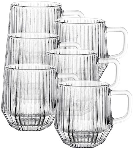 MAGICLULU 6 Tazas De Cerveza Decorativas Con Asa Vasos De Vidrio Verticales Para Bebidas Calientes