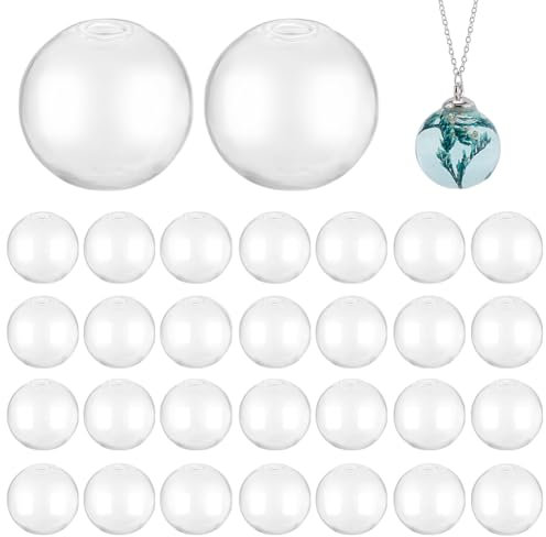 PH PandaHall Mini Globes en Verre 30pcs 25.5mm Boules de Verre Breloques Sphères de Verre Petites Boule de Cristal UV pour Fabrication de Pendentifs en Résine UV Breloques Boucles D'Oreilles