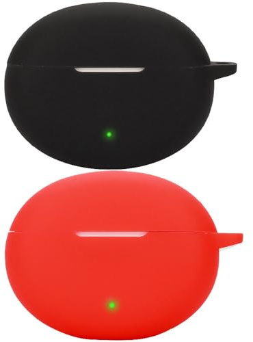 Akanry 2 pezzi compatibile per OPPO Enco Air4 Pro Custodia per cuffie,[Supporta la ricarica wireless] [Custodia protettiva antiurto] Custodia protettiva in silicone protettiva per cuffie (black red)