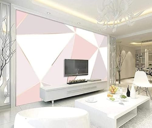 HongYouQi 3D Salon Mural Décoration De La Maison Paysage Géométrique Rose Salon Canapé Tv Papier Peint Stickers Muraux-150Cm×105Cm