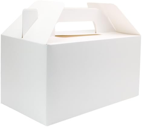 Biaungdo 15 Pack White Gable Boxes for Party Favor, 9.5 x 5 x 5 Inch Large Cardboard Treat Box for Gift, Birthday, Wedding, Lunch, and Other Events