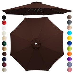 Chinimon Replacement Parasol Canopy 2m/2.5m/2.7m/3m/3.5m, 6/8 Arms Parasol Replacement Cover, Garden Parasol Replacement Canopy for Garden Umbrella Yard Beach (Coffee Color, 2.5m/8-Ribs)