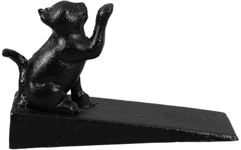 HOMOBABE Cast Iron Cat Door Stop Weighted Metal Doorstop for Floor Use Decorative Door Wedge Holder Anti-Slip