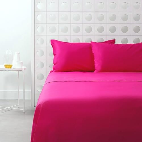 Bassetti Lenzuolo Sotto Con Angoli Più 2 Federe tinta unita Pop Color + Una Lavette Mani Bianca Di ZUCCHI in OMAGGIO (CICLAMINO, MATRIMONIALE CM 175x200)