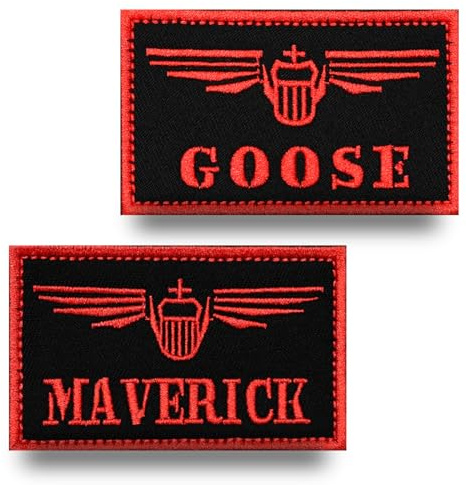 2 Stück Maverick & Goose Militär Moral-Patches Appliques für Kleidung Rucksäcke Uniform Hosen Weste Biker DIY Baseballkappe Mützen Hook and Loop Patches Taktische Abzeichen Stickerei Emblem