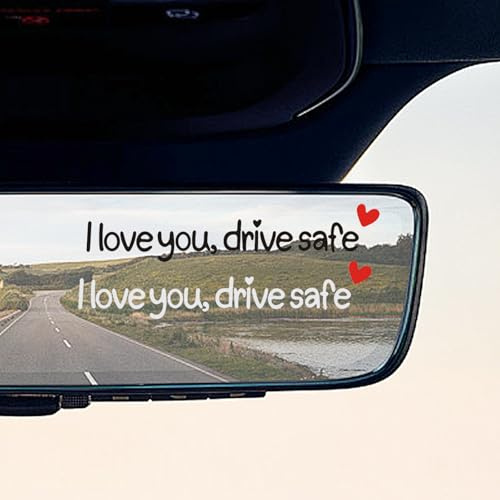 Aribliseza I Love You Drive Safe Aufkleber, 2 Stück Drive Safe Sticker & Spiegelaufkleber, I Love You Heart Sticker für Auto & Rear View Mirror Dekoration