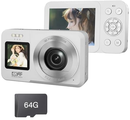 18X Digital Zoom 4K Resolution 64MP Double Screen Camera Compact Portable for Students Outdoor Photography Compacts Student Camera