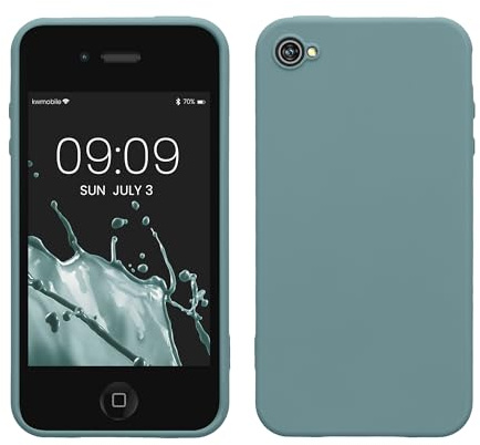 kwmobile Hülle für Apple iPhone 4 / 4S TPU Case - Handyhülle unterstützt kabelloses Laden, Flexible Schutzhülle, gummiertes Cover in Arctic Night