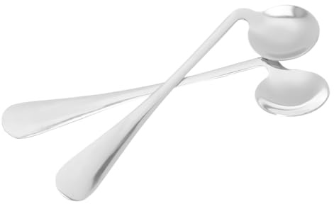 Cuchara Adaptada para Ancianos, 2 Piezas de Acero Inoxidable | Vajilla Doméstica para Mayores, Diseño Compacto y Portátil, Color Plata, Uso Diario en Casa
