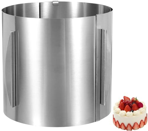 QiMan Tortenring Verstellbar, Tortenring Hoch 20 CM, Edelstahl Kuchenring Verstellbar Ø 6-12 Zoll, Tortenring mit 2 Befestigungsclips, Hitzebeständiger Backrahmen rund zum Backen, Torten und Dekoriere