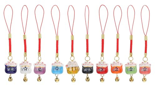 KONTONTY 10 Stück Japanische Gadgets als Glückverheißender Hängeschmuck aus Keramik Niedliche Handy Hängeornamente als Kreative Geburtstagsgeschenke und Stilvolle Zufälliger Stil