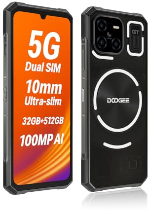 DOOGEENEXT Blade GT PRO, Smartphone Rugged 5G (Ultrasottile 10mm), Effetto Luce RGB, 32GB+512GB, Fotocamera AI 100MP, Dual SIM 5G, Schermo 6,72 120Hz FHD+, Android 14, IP69K/IP68 Antiurto, NFC Nero
