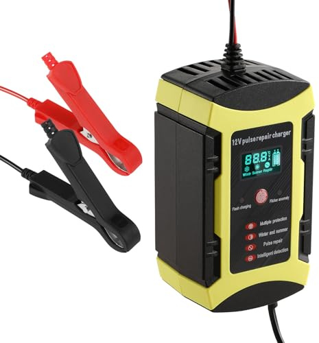 Smart Car Battery Charger 12v 6a Abs Shell Automatic | Lcd Display, Maintainer with Trickle Charging, 12v-2ah to 100ah Battery Support for Truck Use