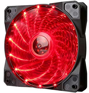 MARVO FN10RD 120 mm Case Fan Cooler for PC LED Red Anti-Vibration Noise, Colour: Red