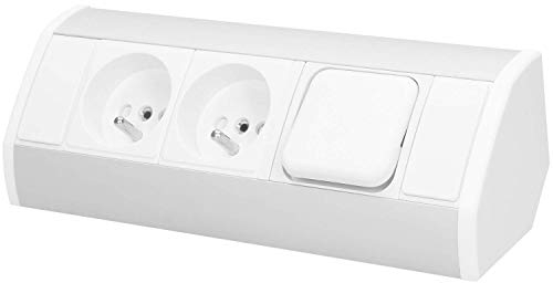 ORNO OR-GM-9002/W-G - Enchufe de Esquina (2 enchufes, Interruptor y protección para niños, Montaje de 45°, 3680 W, Tipo E, Enchufe francés)