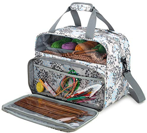 Teamoy Garn Tasche, Stricktasche für Stricken Zubehör, Häkelnadeln Aufbewahrungstasche für Häkeln Nadelset und Zubehör, Reisetasche für Wolle, unfertiges Projekt und Häkelzubehör, Löwenzahn