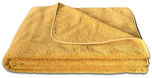 KiGATEX Frottee-Decke aus 100% Baumwolle - Sommer-Decke, Tagesdecke, Bettdecke, Strandtuch - Waschbar - Öko-Tex Zertifiziert - 150x200 cm - Curry