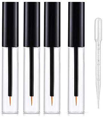 Imirootree 10 Stück 10 ml leere Eyeliner-Tuben nachfüllbare Kunststoff-Kosmetik mit schwarzer Kappe, tragbarer DIY-Eyeliner-Behälter für Zuhause und Reisen, DIY Make-up-Werkzeug
