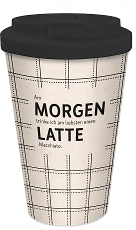 Grafik-Werkstatt Thermobecher | Isolierbecher | Kaffeebecher | 400 ml | Morgen Latte, black