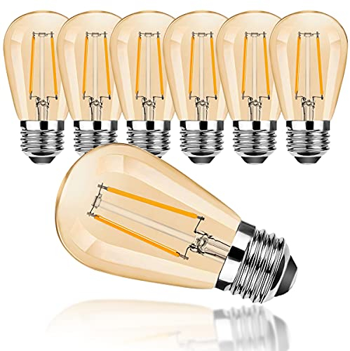 ProCrus E27 S14 LED Glühbirnen,2W Vintage Edison Glühbirne,2700K Warmweiß Retro Glühbirnen,10W Glühlampen äquivalent,Glas,für Outdoor Lichterketten Ersatzbirne,Nicht Dimmbar,Energieklasse G,6er Pack