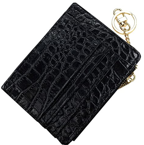ehsbuy Porta Carte Credito Sottile Portatessere per Donna Ragazza Bimba, Portamonete con Cerniera Portachiavi, Portafoglio Donna Piccolo Pelle (AlligaModello)