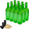 Browin 631473 Lot de 12 bouteilles de vin vertes en verre d'une capacité de 750 ml avec bouchons et bouchons thermorétractables, bouteille de vin de 750 ml avec bouchon, bouteille vide en verre pour