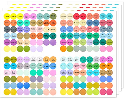 VABBHK 1920 Etiketten für ätherische Öle, 10 Blatt Flaschenverschluss-Aufkleber für Rollerballs, Organisieren von Ölen, wasserdicht, Etiketten für ätherische Öle