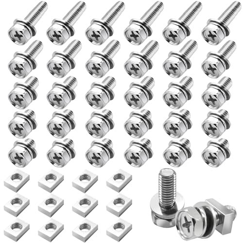 40 Pack Motorcycle Battery Terminal Bolts Screws Square Nuts Kit M6 x 10mm 12mm 16mm Stainless Steel Motorcycle Battery Screw and Nut for ATV Bike Scooter Universal