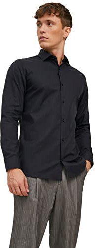 JACK & JONES Chemise Jprblaparker L/S Noos pour Homme, Noir/Coupe : Slim fit., S
