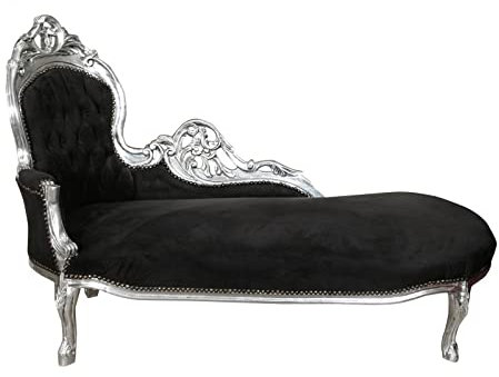 Biscottini Barock Sessel 155x76x98 cm | Stühle Louis XVI Antik | Französischer Stil | Schwarzer Schlafzimmer Sessel