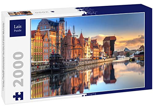 Lais Puzzle Danzig mit schöner Altstadt über dem Fluss Motlawa bei Sonnenaufgang, Polen 2000 Teile