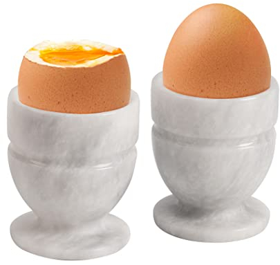 Radicaln Marble Egg Cups 2.5'' Inches White Handmade Egg Cup Holder for Hard Boiled Eggs Ideal Marble egg cup holder for Easter