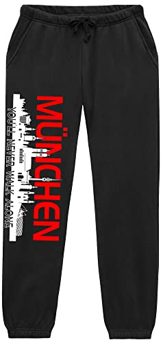 UGLYSHIRT München Skyline Jogginghose | Herren Hose mit „You’ll Never Walk Alone“-Schriftzug – Sporthose & Freizeithose