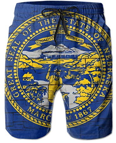DJNGN Nebraska State Flag Herren-Badehose Wasser-Strand-Shorts mit Taschen