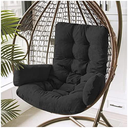 Hängesessel Kissen Auflagen, Waschbar Schaukelstuhl Sitzkissen Hängestuhl Sitzauflage, Hängesessel Auflage Polster Ersatzkissen zum Indoor Outdoor Patio Yard Garten,Schwarz