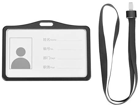 YOKIVE 1pz Porta Badge Orizzontale Alluminio con Metallo Gancio Staccabile Collo Cordino | Protezione Carte, Ottimo per ID Carta (Nero, 3.6 x 2.5)