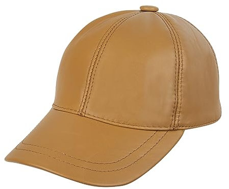 Zessano Echtleder Baseballkappe für Herren und Damen - 100% Schafsleder Unisex Baseball Cap - Verstellbar, Einfarbig, Einheitsgröße, Sonnenmütze (Bräunen)