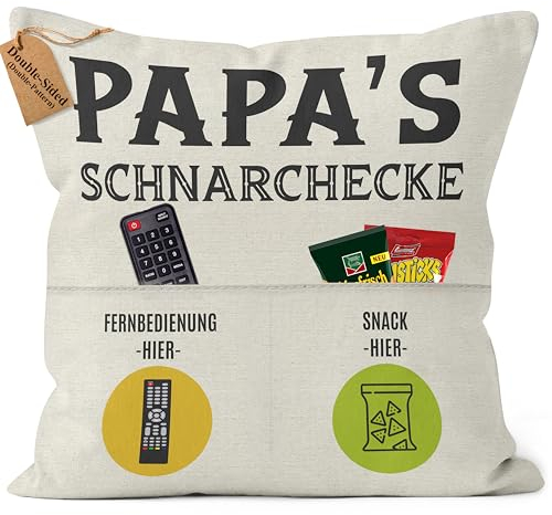 CROWNLY® Papa's SCHNARCHECKE Personalisierte Geschenke Deko Weihnachten Lustige Kleines Kissenbezug 45x45 Weihnachten Coole Deko Geschenke für Papa