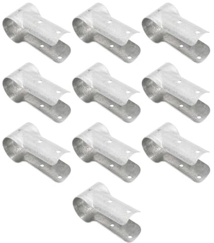 Laffoonparts 10 Pcs Greenhouse Pipe TEE Clamps, Silver, Carbon Steel, Fence Clamps, Farm Shed T Type Bracket Connector Clip, Fit Tube OD 1-1/4 x 1-1/4 in