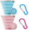 JTMKYO 2 botellas de agua plegables con cordones, 2 mosquetones, taza de viaje, taza portátil para niños, botella de agua plegable de silicona, adecuada para viajes y deportes al aire libre.