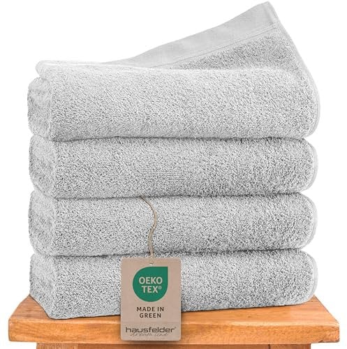 Hausfelder Handtücher 50x100 cm – Premium 500g/m² Handtuch 4er Set - 100% Baumwolle, Ökotex Zertifiziert (50x100cm Grau)