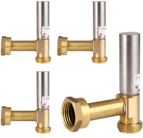 HeSun 4-Pack Angle Water Hammer Arrestor for Washing Machine, 3/4 GHT Male x 3/4 GHT Female Connection, Stainless Steel Hammer Arrestor, Reduce Laundry Washer Knock Noise