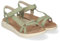 shoes&blues.es 84286 Sandalias Planas de Mujer, Comodas y Elegantes, Diseno Moderno con Tiras Cruzadas en la Pala y Cierre Comodo de Velcro. Verde Talla 38