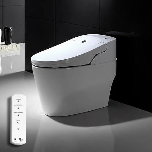 Toilettes intelligentes avec réservoir de chasse intégré - Saitama | Nettoyage par jet d'eau | Séchage à l'air chaud | Télécommande | Siège chauffant | Chasse d'eau automatique (sortie au sol).