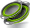 Silicone Pasta Colander - Collapsible Colander with Handle Set, Set of 2, Space-Saving Kitchen Strainers, 1.5 Quart, 2 Quart, BPA Free ＆ Dishwasher Safe, for Pasta, Vegetables, Fruits