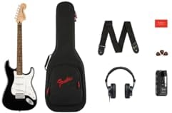 Paquete de guitarra eléctrica Squier by Fender Affinity Series™ Stratocaster®: incluye Mustang™ Micro, auriculares HD9, correa, púas, funda y Fender Play